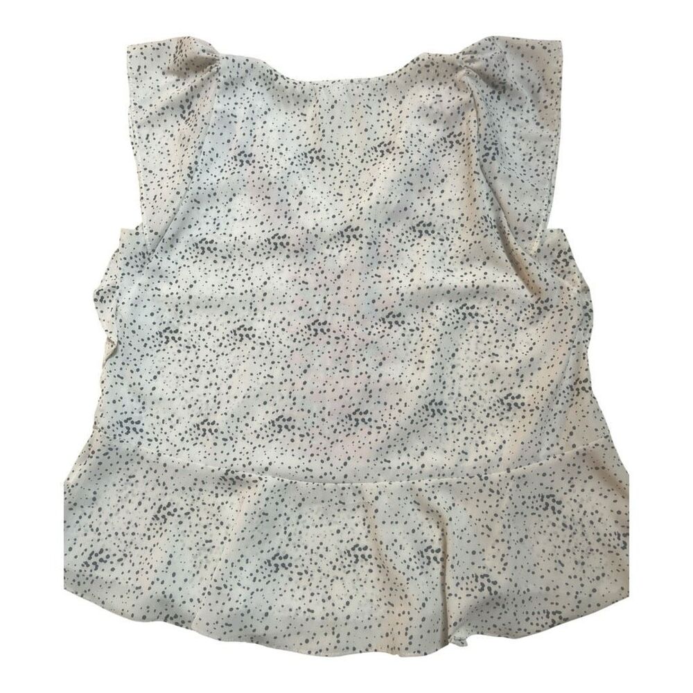 THML pullover style blouse embroidered front with ruffle cap sleeve sz Medium - Picture 3 of 5